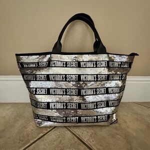 Victoria's Secret Shimmering Black and Silver Tote